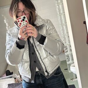 Gap cropped puffer - metallic silver